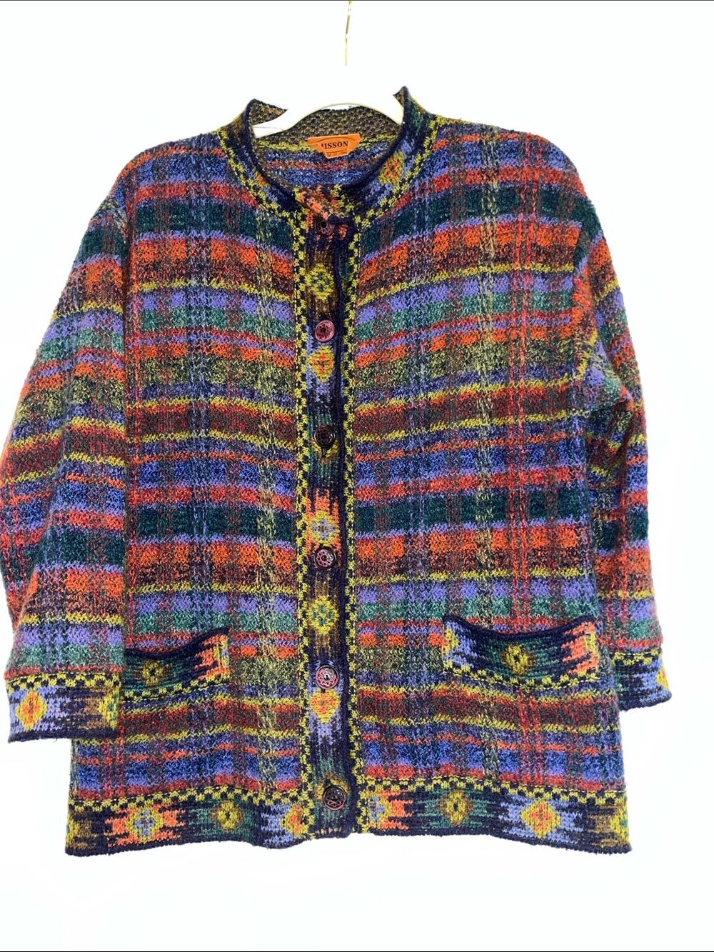 Vintage Missoni Multi Color Italian Wool Button Up Cardigan Sweater No Size Tag - Picture 2 of 8